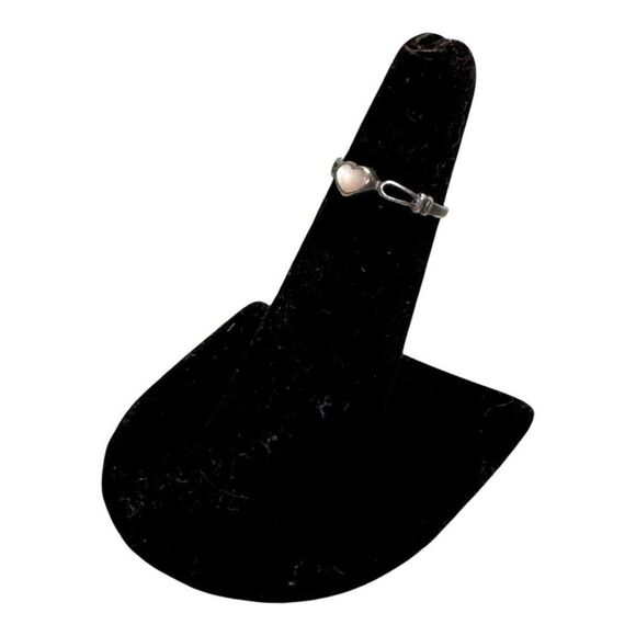 Sterling Silver Heart Abalone Mother Of Pearl Childrens gIrls Ring Size 4 Gift - Picture 2 of 7